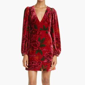 Farm Rio Red Shiny Flowers Mini Dress